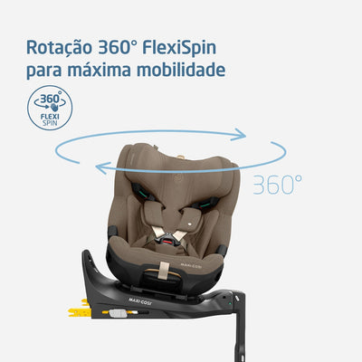 Cadeirinha De Bebê Para Carro Maxi-Cosi Emerald 360 Pro Authentic Truffle - Rotação 360° FlexiSpin para máxima mobilidade